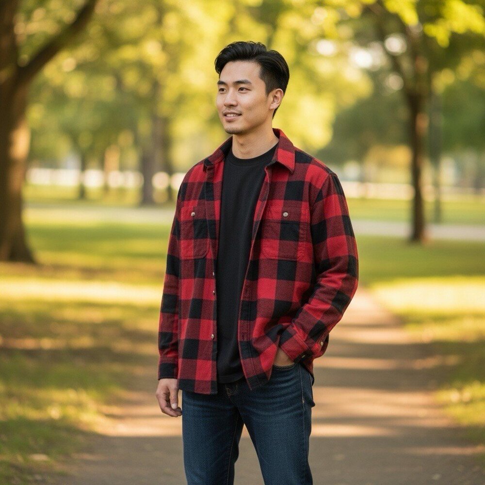 Wrangler Red Buffalo Check Flannel Shacket Plaid Button-up Sherpa Lined Large